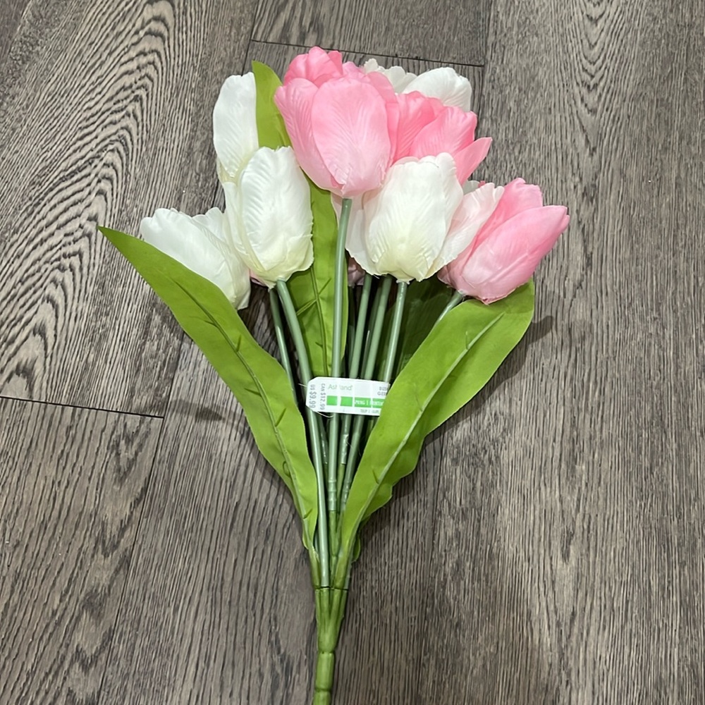 Pink & White Faux tulips
